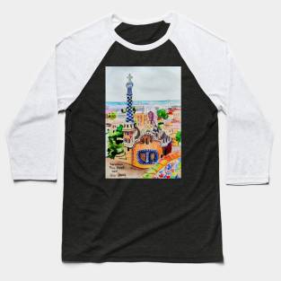 Barcelona, Spain watercolour illustration sketch Baseball T-Shirt